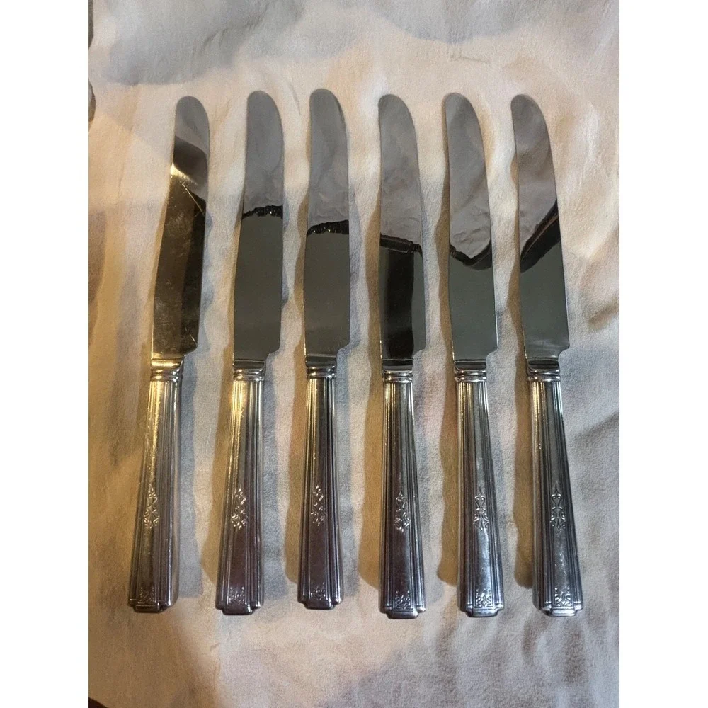New French Hollow Knife Lady Grace  1933 by National Silver‎ Company  Lot of 6